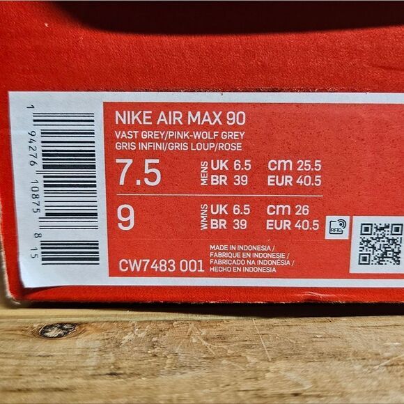 Nike Air Max 90 Vast Grey Pink Wolf Grey Mens Shoe Sneaker CW7483-001 - Picture 10 of 11